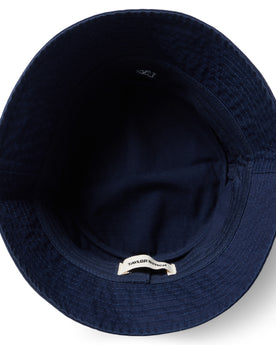 material shot of the inside of The Bucket Hat in Washed Navy Twill, Accessories by Taylor Stitch