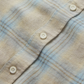 material shot of the buttons on The California Heathered Sky Plaid
