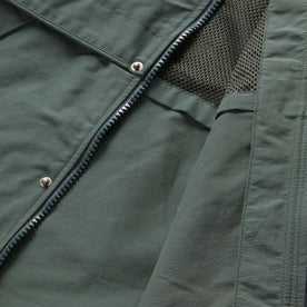 material shot of the inside vent of The Chapman Jacket in Sea Green Sixty Forty