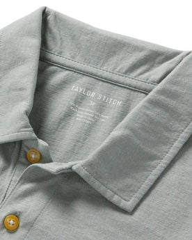 material shot of the collar on The Cotton Hemp Polo in Slate, Knits by Taylor Stitch