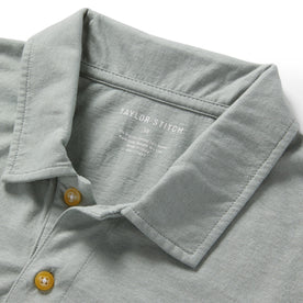 material shot of the collar on The Cotton Hemp Polo in Slate