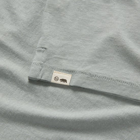 material shot of the hem on The Cotton Hemp Polo in Slate