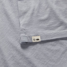 material shot of the hem on The Cotton Hemp Polo in Tradewinds