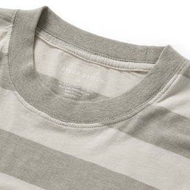 material shot of the collar on The Cotton Hemp Tee in Natural and Sagebrush Stripe