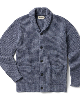 flatlay of The Crawford Sweater in Blue Melange, Knits by Taylor Stitch