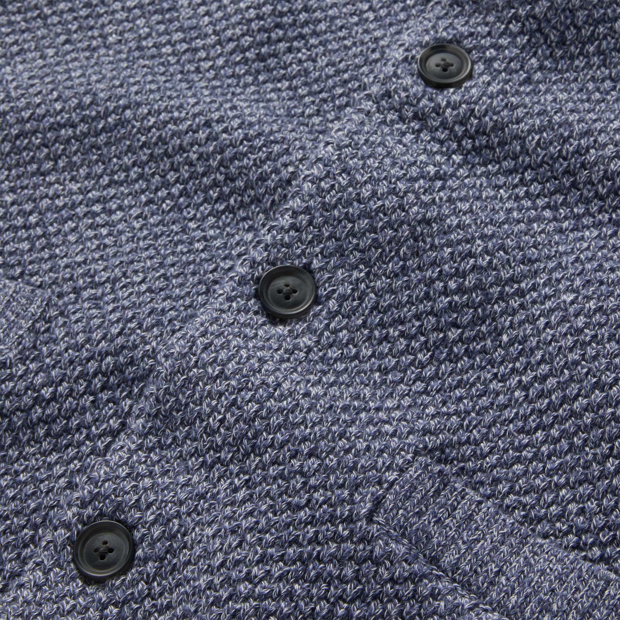 material shot of the buttons on The Crawford Sweater in Blue Melange, Knits by Taylor Stitch