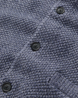 material shot of the buttons on The Crawford Sweater in Blue Melange, Knits by Taylor Stitch