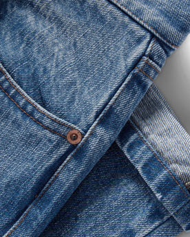 material shot of the selvage cuffs on The Democratic Jean in Fletcher Wash Organic Selvage, Bottoms by Taylor Stitch