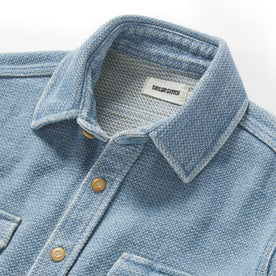 material shot of the collar on The Division Shirt in Washed Indigo