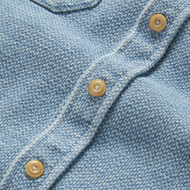 material shot of the buttons on The Division Shirt in Washed Indigo