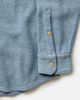 material shot of the sleeve on The Division Shirt in Washed Indigo, Wovens by Taylor Stitch