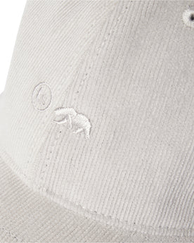 material shot of the logo on The Everyday Cap in Oyster Pincord, Accessories by Taylor Stitch