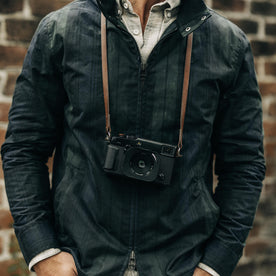 fit model showing the front of The Flint Jacket in Blackwatch Dry Wax