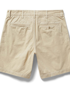 flatlay of The Foundation Short in Organic Dune, shown from the back, Bottoms by Taylor Stitch