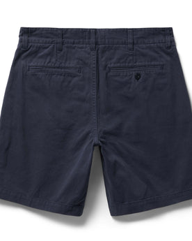 flatlay of The Foundation Short in Organic Marine, from the back, Bottoms by Taylor Stitch