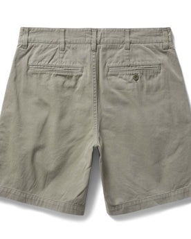 flatlay of The Foundation Short in Organic Sagebrush, from the back, Bottoms by Taylor Stitch