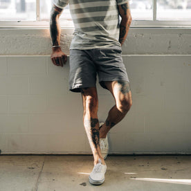 fit model in The Foundation Short in Organic Steeple Grey