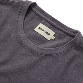 material shot of the collar on The Heavy Bag Tee in Smoke