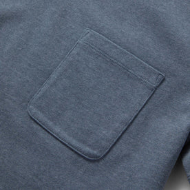 material shot of the chest pocket of The Heavy Bag Tee in Storm