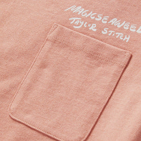 material shot of the chest pocket on The Heavy Bag Tee in Dawn Patrol