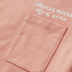 material shot of the chest pocket on The Heavy Bag Tee in Dawn Patrol