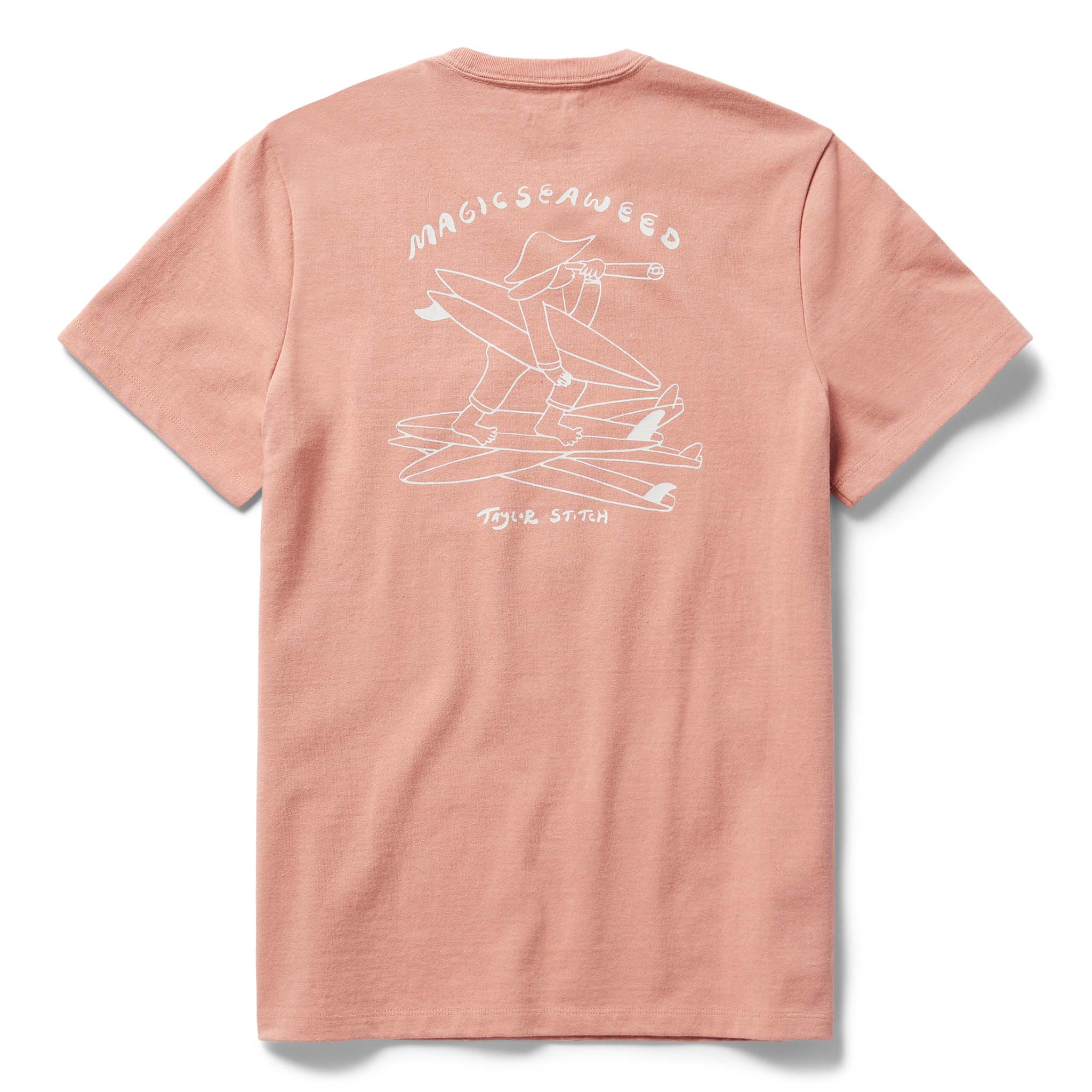 material shot of the back of The Heavy Bag Tee in Dawn Patrol, Knits by Taylor Stitch