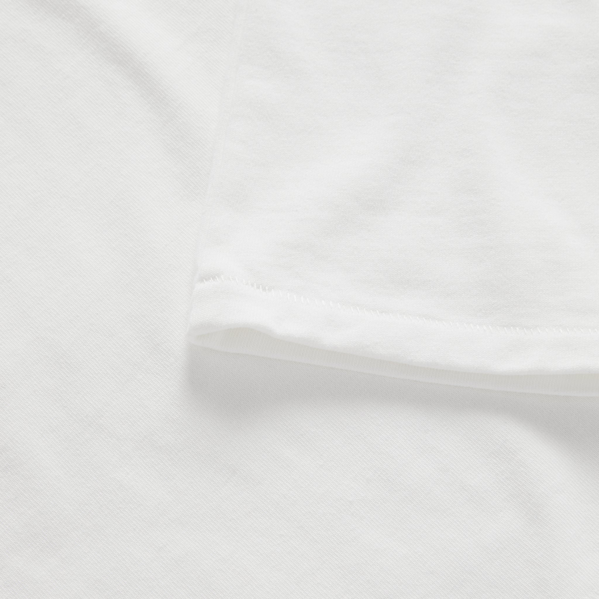 material shot of the sleeve on The Heavy Bag Ringer Tee in Natural and Navy, Knits by Taylor Stitch