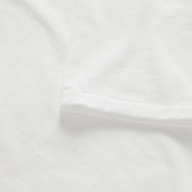 material shot of the sleeve on The Heavy Bag Ringer Tee in Natural and Navy