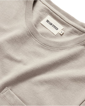 material shot of the neck opening of The Heavy Bag Tee in Arid Eucalyptus, Knits by Taylor Stitch