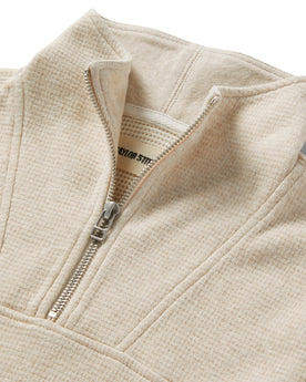 material shot of the collar on The Horizon Pullover in Oat Heather, Knits by Taylor Stitch