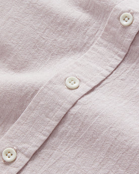 material shot of the buttons on The Jack in Antique Terracotta Micro Seersucker, Wovens by Taylor Stitch