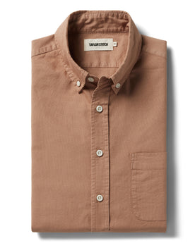 flatlay of  The Jack in Dried Acorn Oxford, Wovens by Taylor Stitch