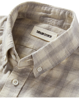 material shot of the collar on The Jack in Granite Check, Wovens by Taylor Stitch