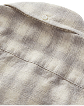 material shot of the back of the collar on The Jack in Granite Check, Wovens by Taylor Stitch