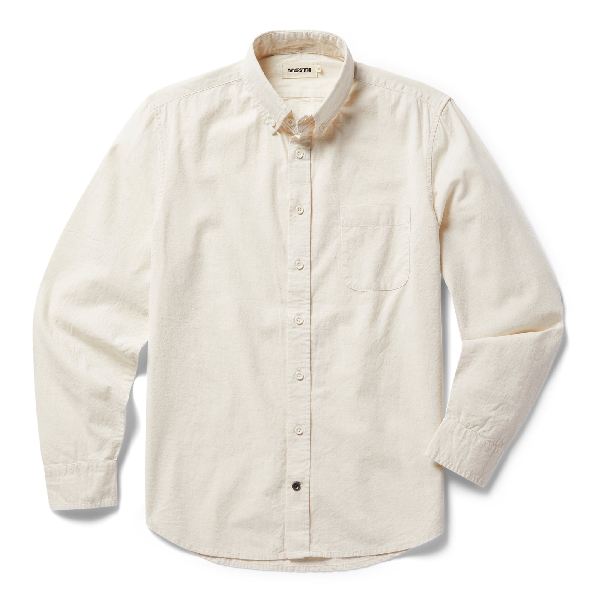 flatlay of The Jack in Heathered Oat, shown in full, Wovens by Taylor Stitch