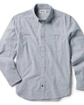 flatlay of The Jack in Storm Micro Seersucker, shown in full, Wovens by Taylor Stitch