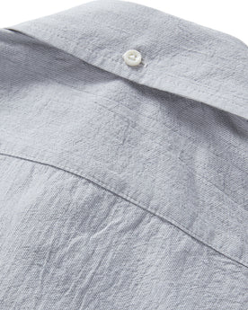 material shot of the back of the collar on The Jack in Storm Micro Seersucker, Wovens by Taylor Stitch