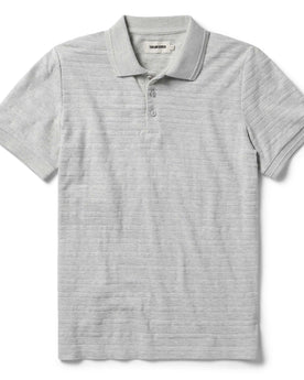 flatlay of The Jacquard Polo in Ash Heather, Knits by Taylor Stitch