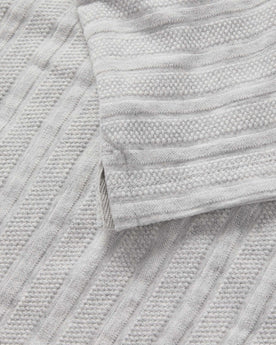 material shot of the hem on The Jacquard Polo in Ash Heather, Knits by Taylor Stitch