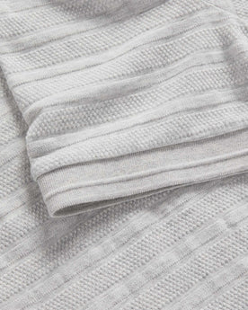 material shot of the sleeve on The Jacquard Polo in Ash Heather, Knits by Taylor Stitch