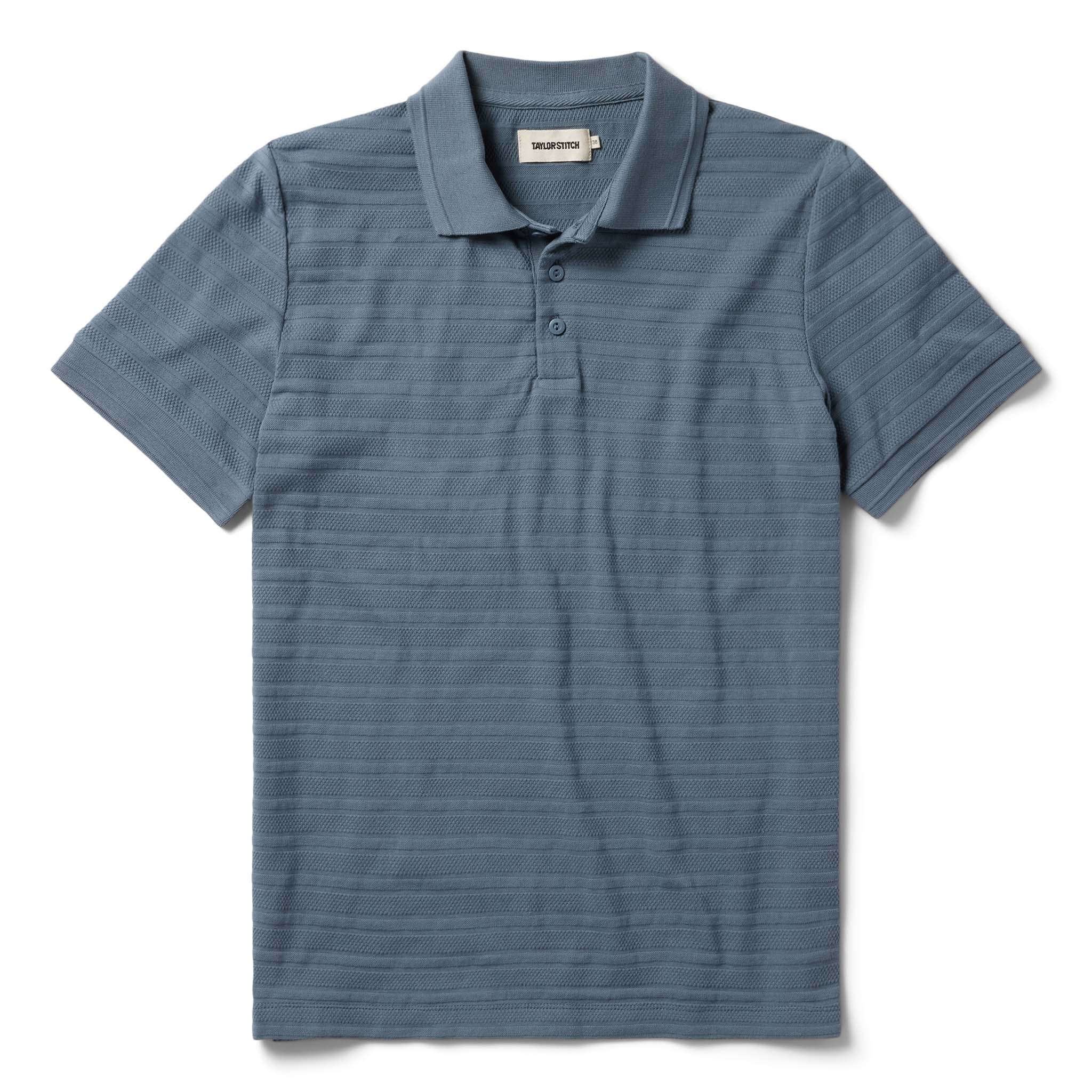 flatlay of The Jacquard Polo in Storm, Knits by Taylor Stitch