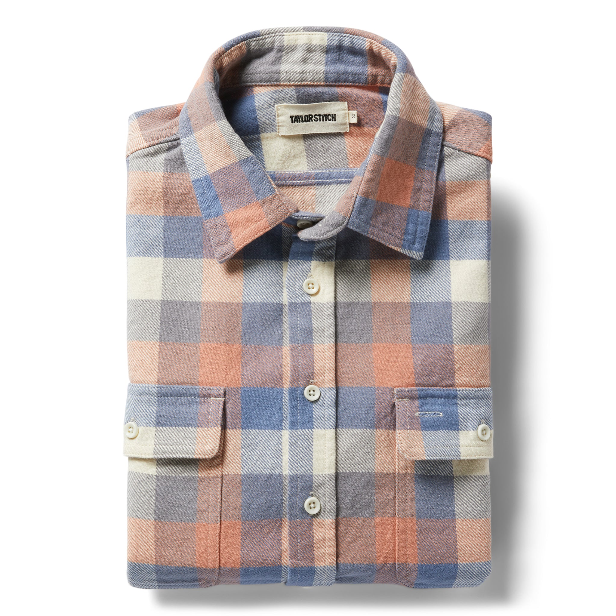 flatlay of The Ledge Shirt in Dusk Check, Wovens by Taylor Stitch