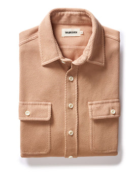 flatlay of The Ledge Shirt in Dusty Coral Twill, Wovens by Taylor Stitch
