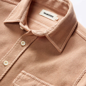 material shot of the collar on The Ledge Shirt in Dusty Coral Twill