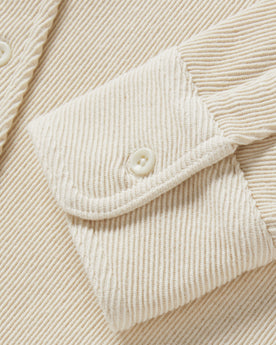 material shot of the cuffs on The Ledge Shirt in Natural Twill, Wovens by Taylor Stitch