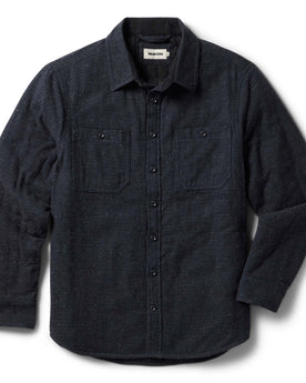 flatlay of The Lined Utility Shirt in Charcoal Donegal, Outerwear by Taylor Stitch