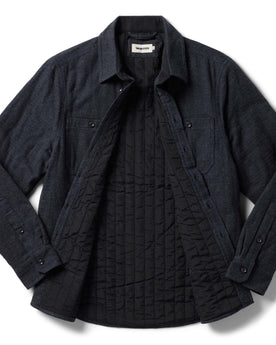 flatlay of the The Lined Utility Shirt in Charcoal Donegal open, Outerwear by Taylor Stitch