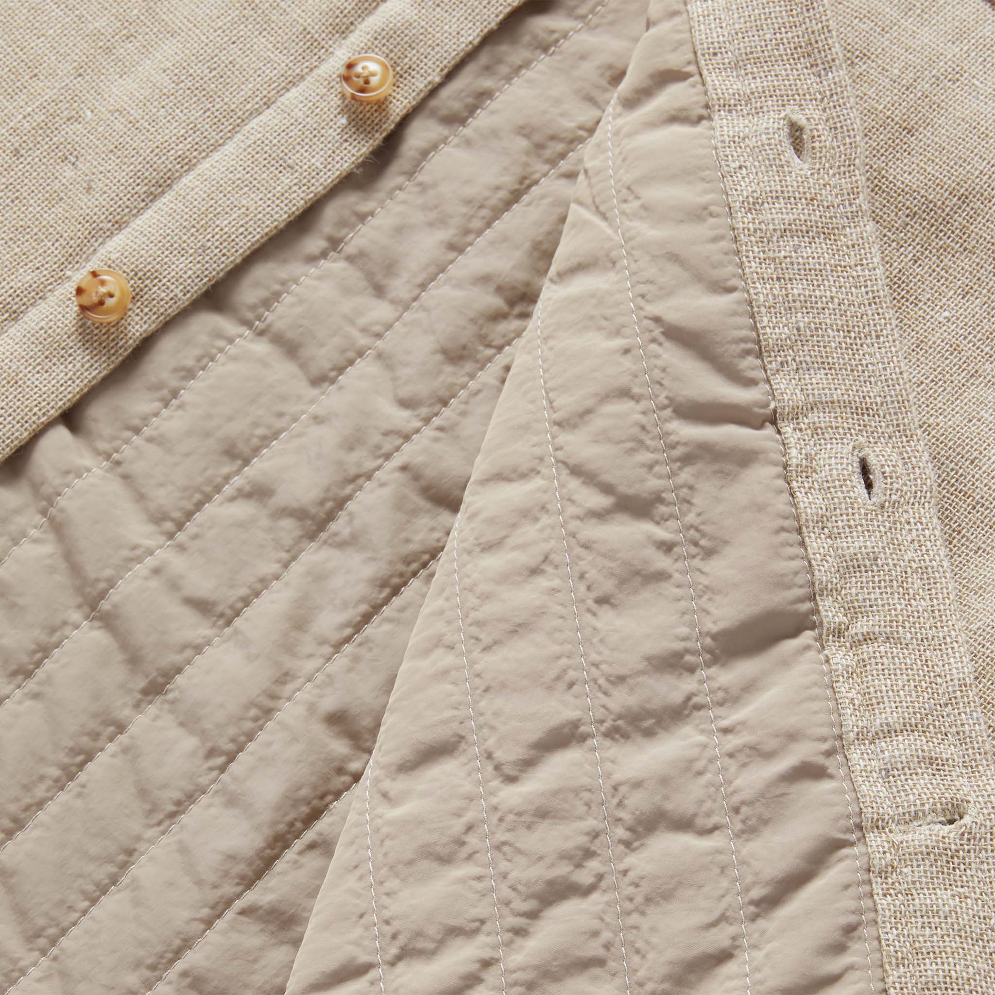 material shot of the inner lining on The Lined Utility Shirt in Oat Donegal, Outerwear by Taylor Stitch
