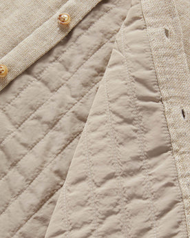 material shot of the inner lining on The Lined Utility Shirt in Oat Donegal, Outerwear by Taylor Stitch