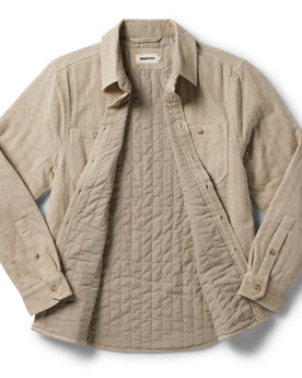 flatlay of The Lined Utility Shirt in Oat Donegal open, Outerwear by Taylor Stitch